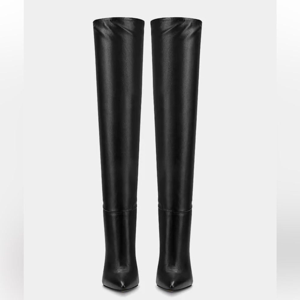 FEMME Los Angeles Mariel Black Leather Boots 2 way high heels knee Revolve 8 - Picture 5 of 12